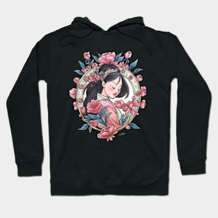 Pink Princess Geisha Art Deco Watercolour Hoodie